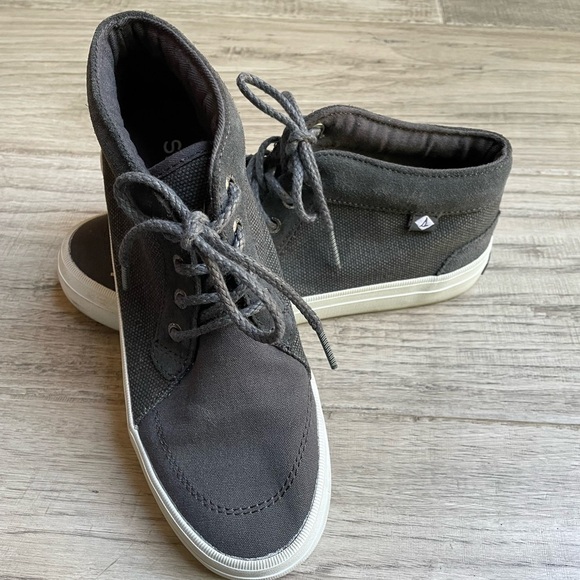 Sperry Top-Sider Canvas/Suede Ankle Height Boat Shoe/Sneaker Gray/Blue Size 6 - Picture 4 of 7